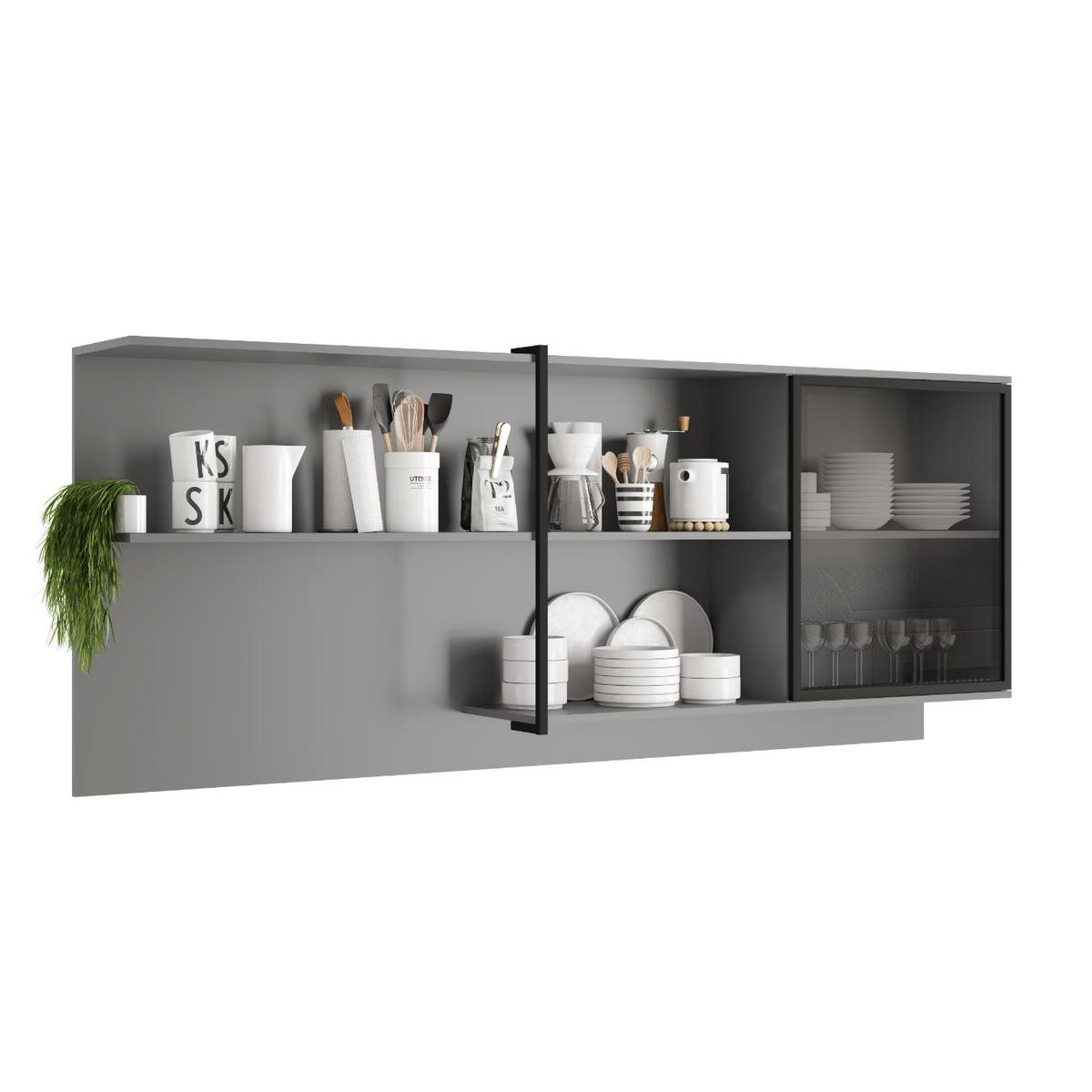 2000mm 1 Door Wall-mounted cabinet with Glass