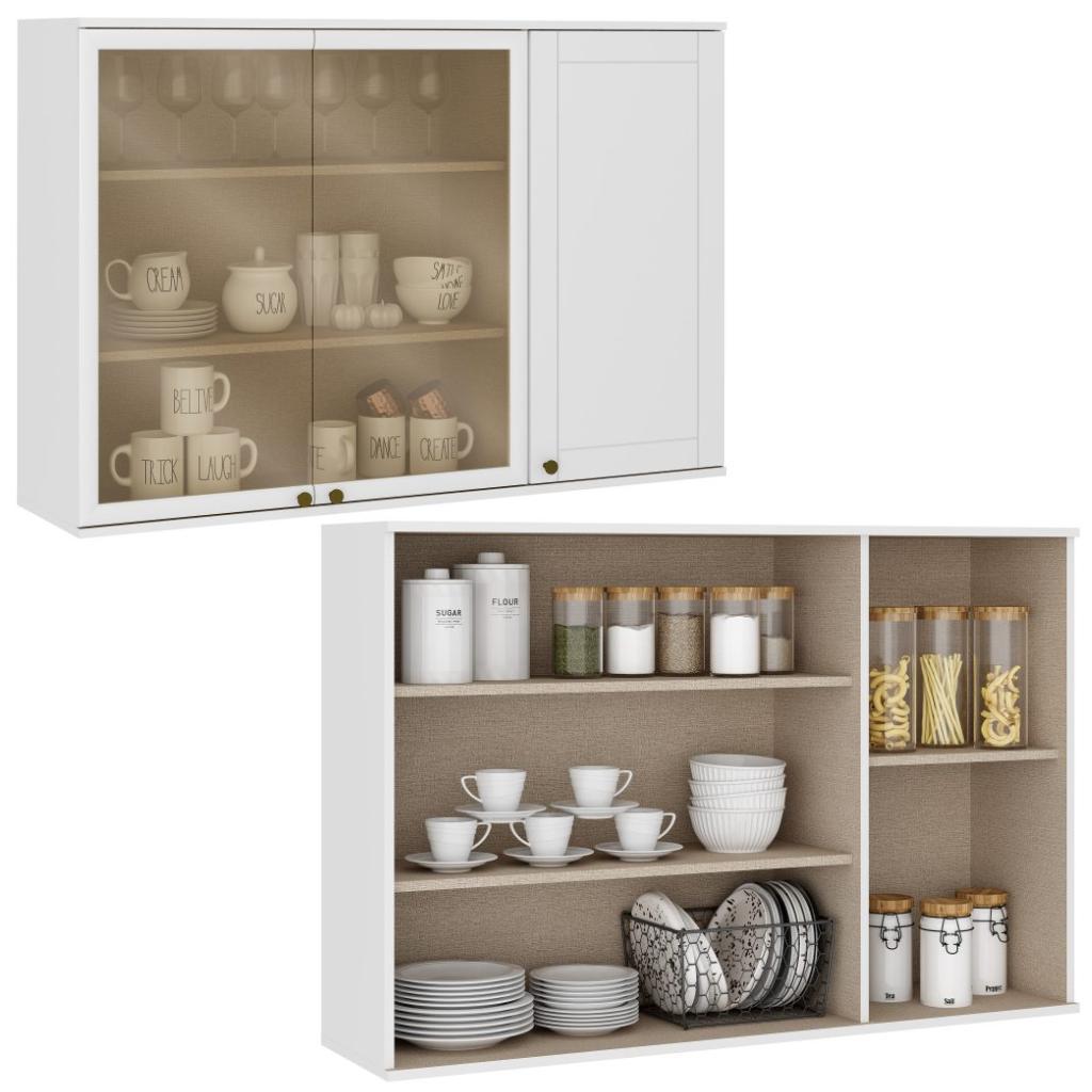 Armario de pared 1200 (1 puerta+2 puertas de cristal)